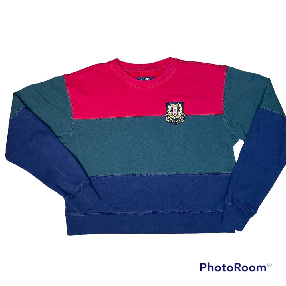 Ralph Lauren polo chaps colorblock sweatshirt with crest medium